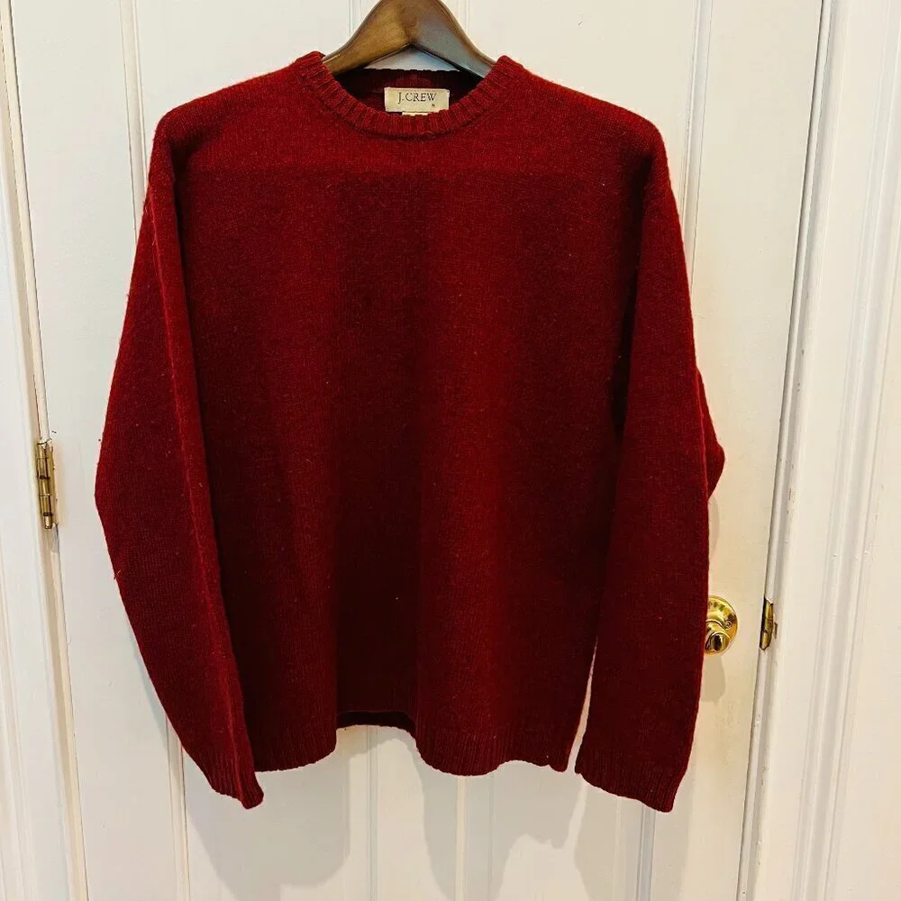 Vintage 90s J CREW Men's Shetland Wool Fisherman Crewneck Sweater Boxy Medium